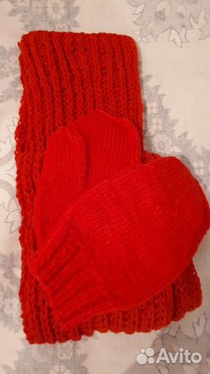 Комплект шапка и шарф вязаные