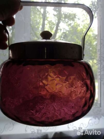 Сахарница новая цветное стекло СССР