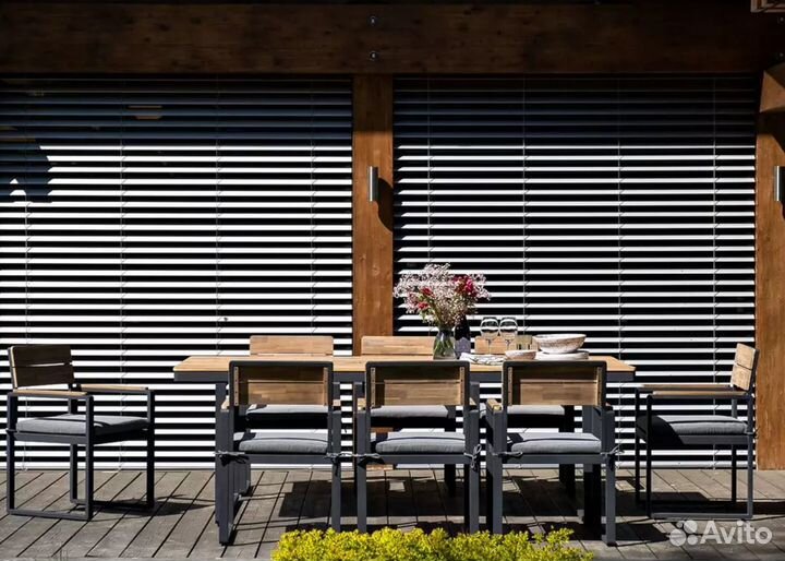 Мебель из металла и дерева на 8 человек topa