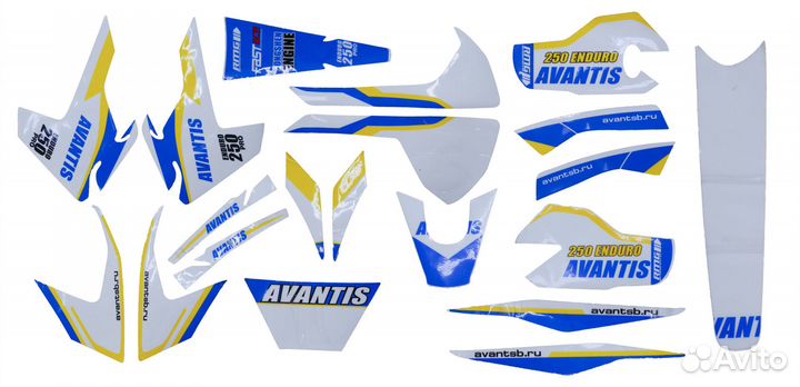 Набор наклеек Avantis Enduro 250 сине-желтый (для