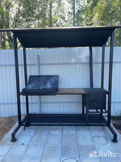 Мангал с крышей в стиле лофт