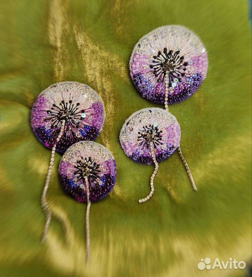 Брошь ручной работы цветы
