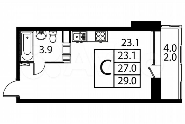 Квартира-студия, 29 м², 8/12 эт.