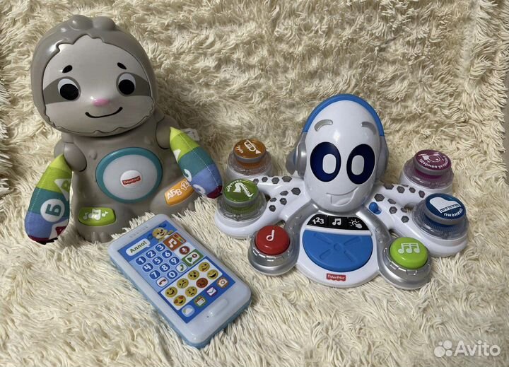 Игрушки fisher price ленивец осьминог телефон