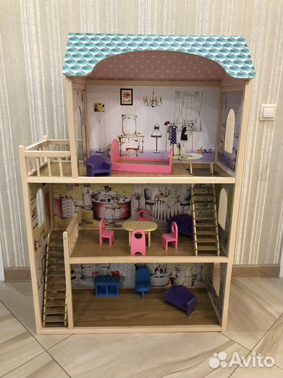 Деревянный кукольный домик с мебелью SunnyWoods