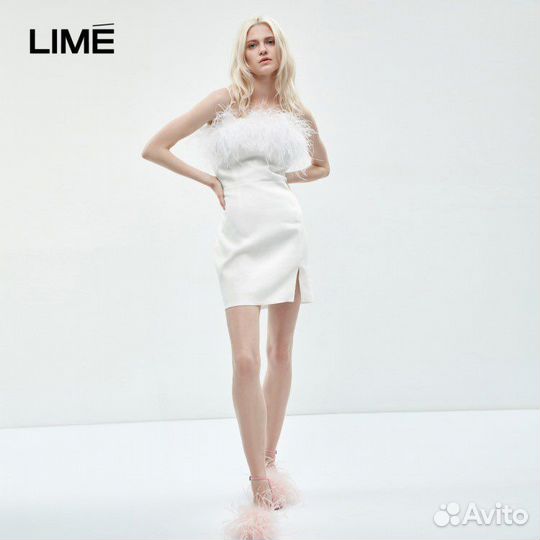 Платье с перьями Lime S. Новое