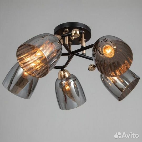 Люстра 'Нина' 5х60Вт Е27 черный/золото 54х54х22см