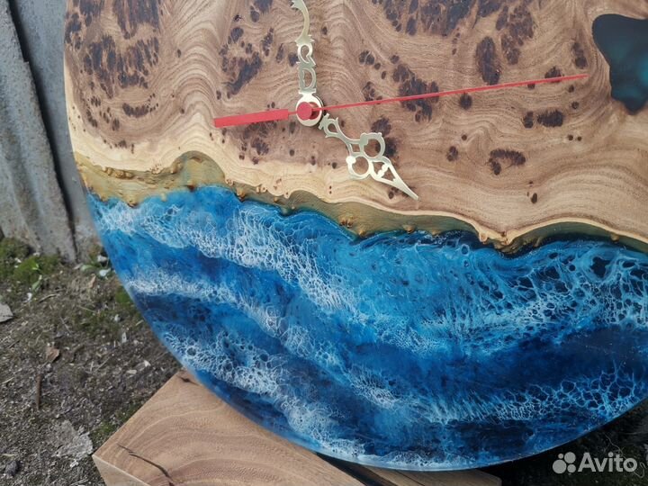 Настенные часы из слэба и эпоксидной смолы