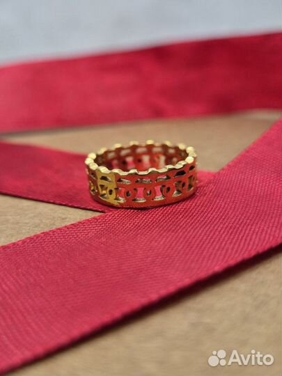 Кольцо медицинская сталь с напылением золотом