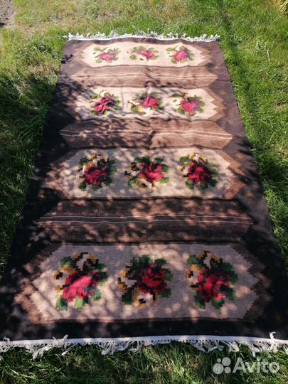 Ковёр безворсовый. Килим. Шерсть. Винтаж