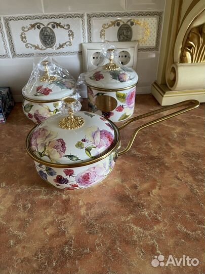 Набор посуды новый Agness vintage пионы