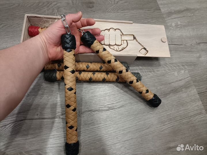 Нунчаки натуральная кожа
