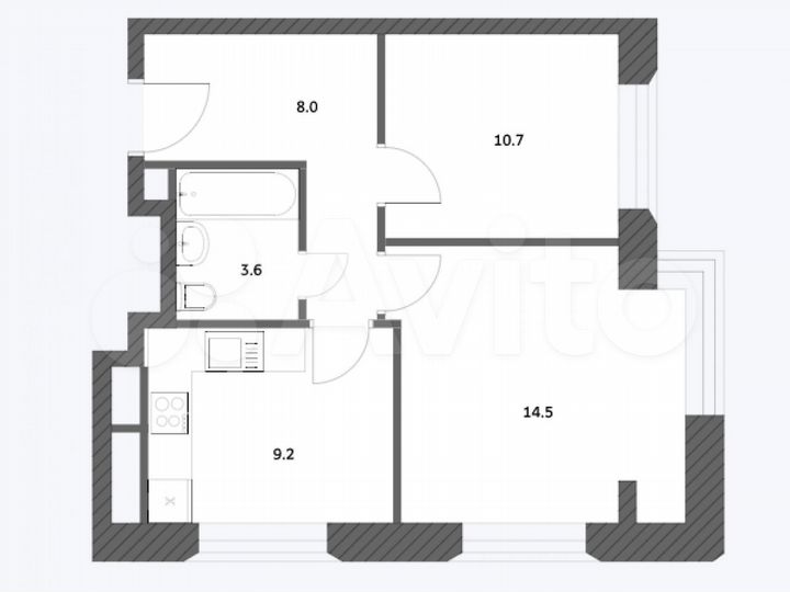 2-к. квартира, 62,6 м², 19/22 эт.