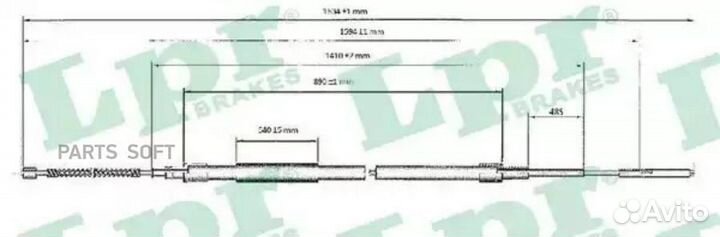 LPR C0955B Трос ручного тормоза VW passat 1.8-1.9