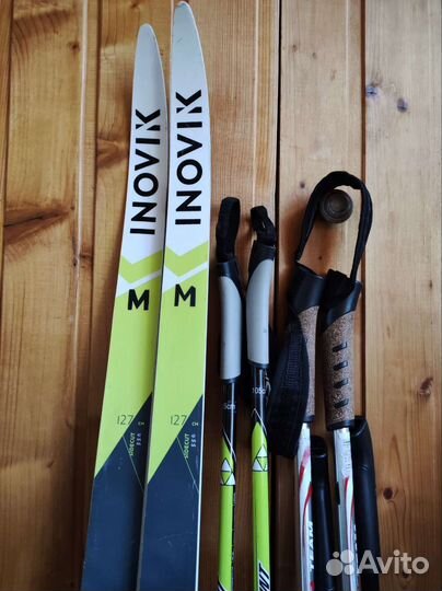 Комплект беговые лыжи 127, ботинки, палки