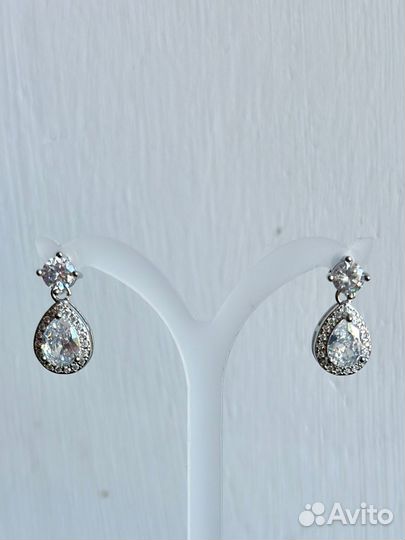 Серьги серебро капля