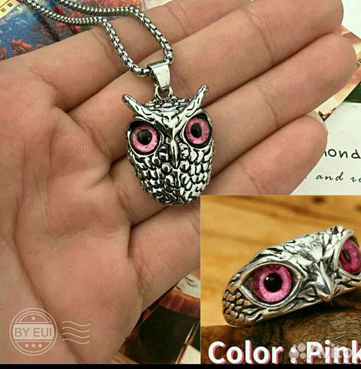 Кулон сова + кольцо сова + цепочка
