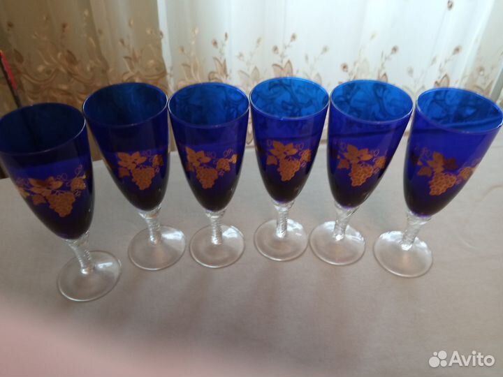 Фужеры синие(Гусь-Хрустальный)