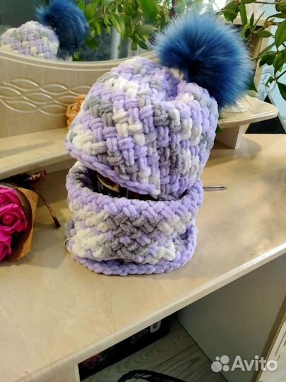 Комплект шапка и снуд женский ручная работа