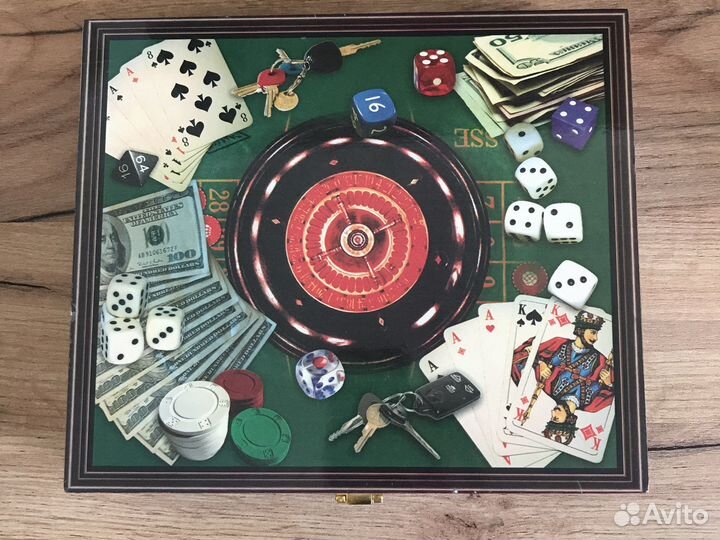 Покер набор деревянный короб