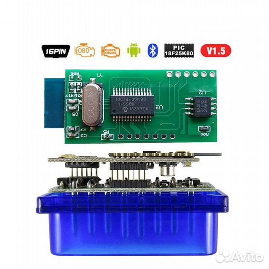 OBD2 ELM327 V1.5 pic18f25к80 двойнaя плата