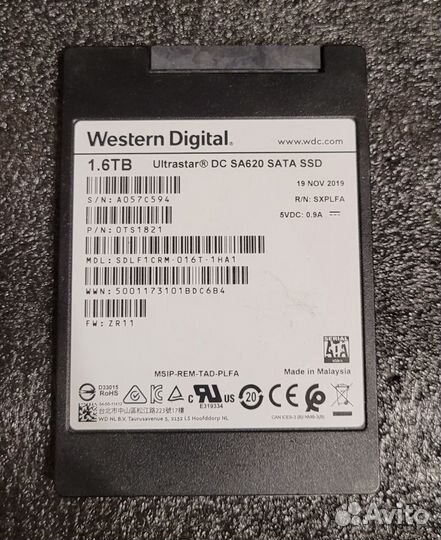 Серверный SSD 1.6 Тб WD UltraStar DC SA620