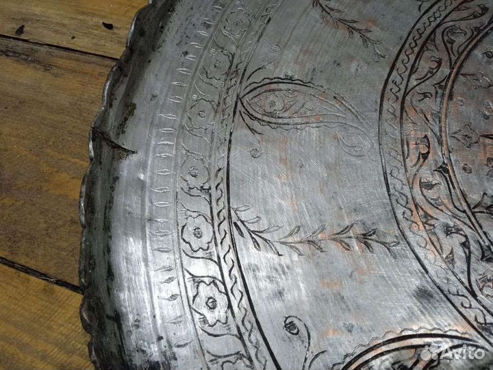 Старинный медный поднос