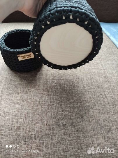 Вязаные корзинки ручной работы