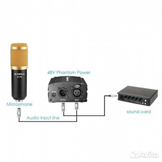 Усилитель фантомного питания 48V для микрофона