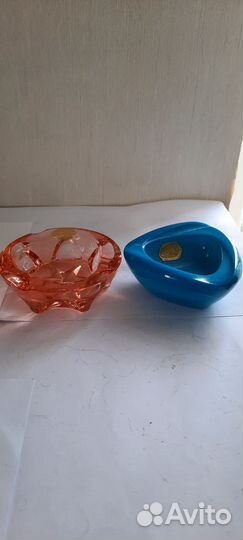 Пепельницы богемское цветное стекло времен СССР