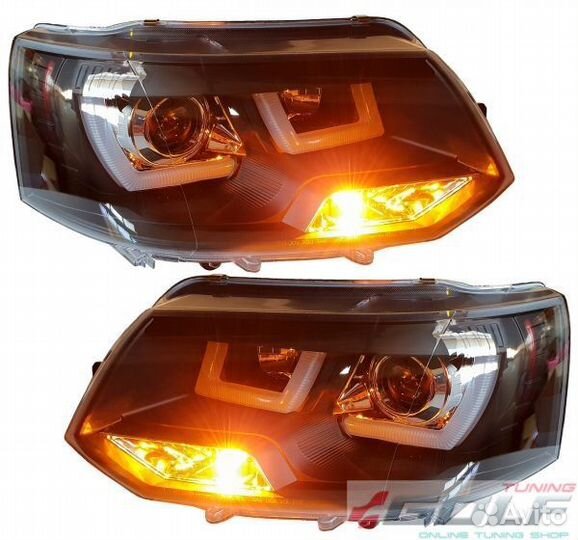 VW T5 09-15 Фары LED-Lightguide design черные