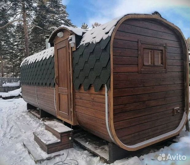 Перевозная баня бочка 6 м