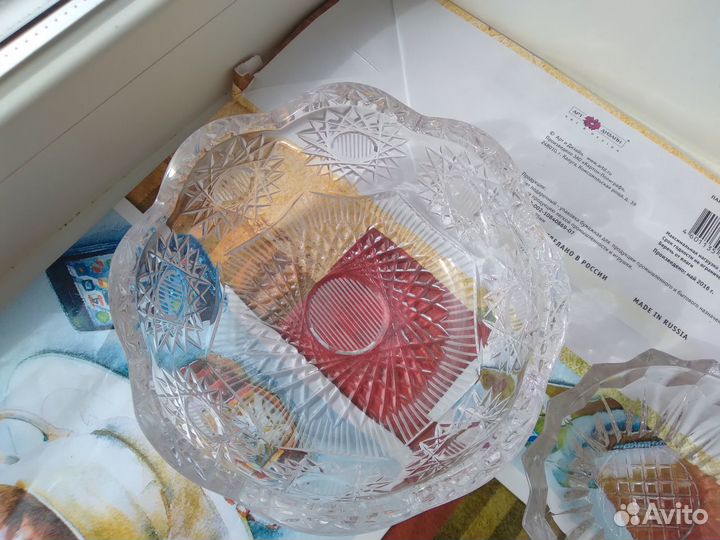 Ваза для фруктов СССР, хрусталь, конфетница 12см