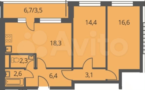 2-к. квартира, 67,2 м², 25/25 эт.