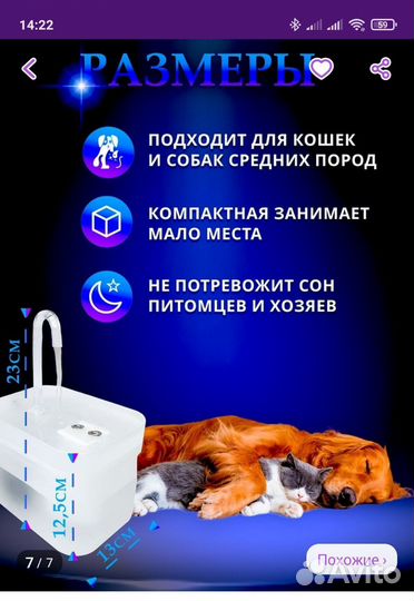 Фонтан поилка для кошек