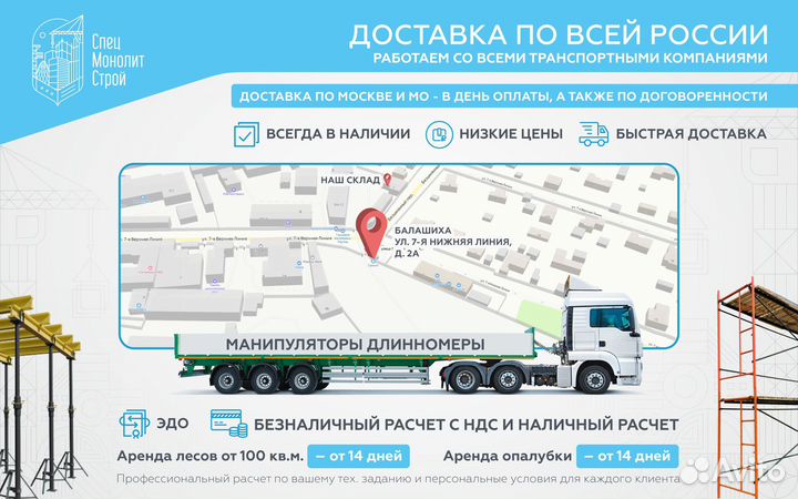 Опалубка крупнощитовая в аренду. Продажа