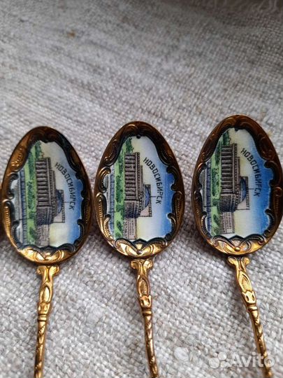 Ложки/Новосибирск/эмаль/позолота