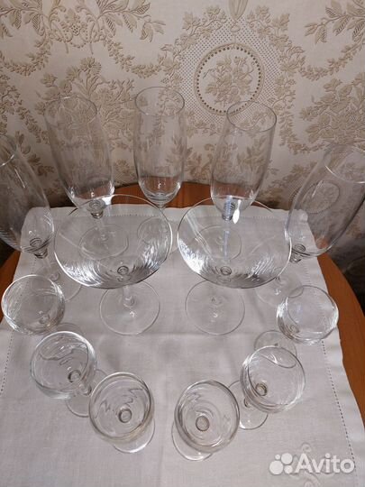 Хрустальные фужеры Богемия винтаж