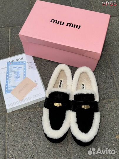 Лоферы макасины зимние Miu Miu