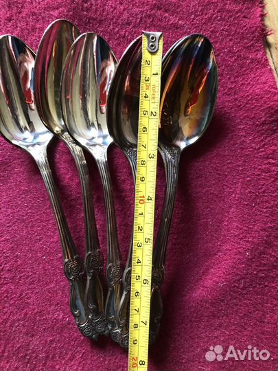 Ложки Роза посеребренные и чайные мельхиор СССР
