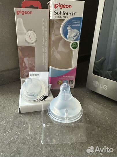 Соски pigeon 3+, бутылочки стекло 160 мл