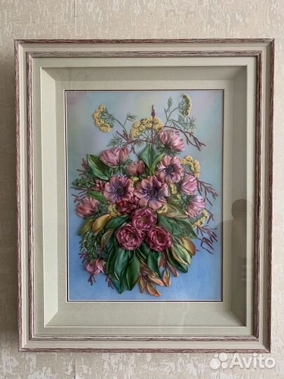 Картины вышитые лентами