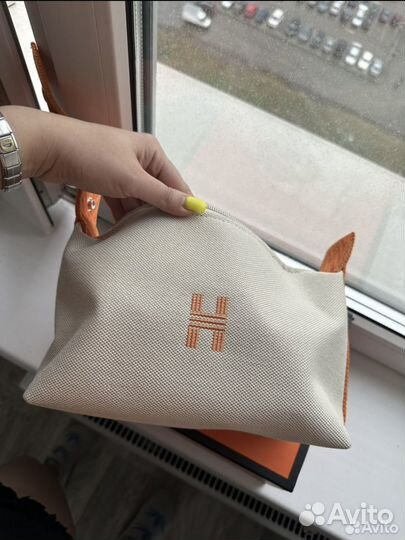 Сумка косметичка hermes эрмес беж