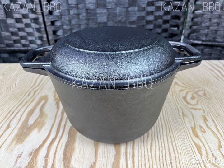 Казан чугунный с крышкой сковородой
