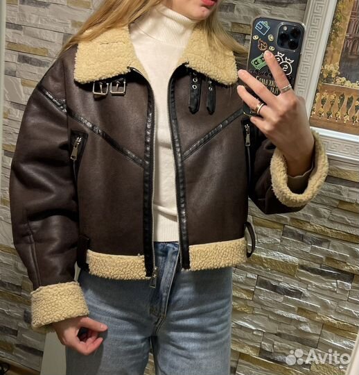 Дублёнка Zara с поясом оригинал