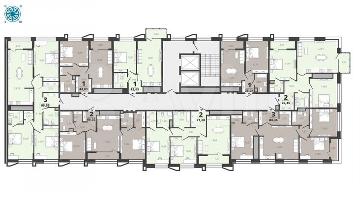 2-к. квартира, 75,5 м², 12/19 эт.