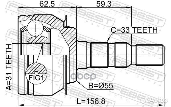 ШРУС наружный 31X55X33 cruze 10- 1010J300 Febest