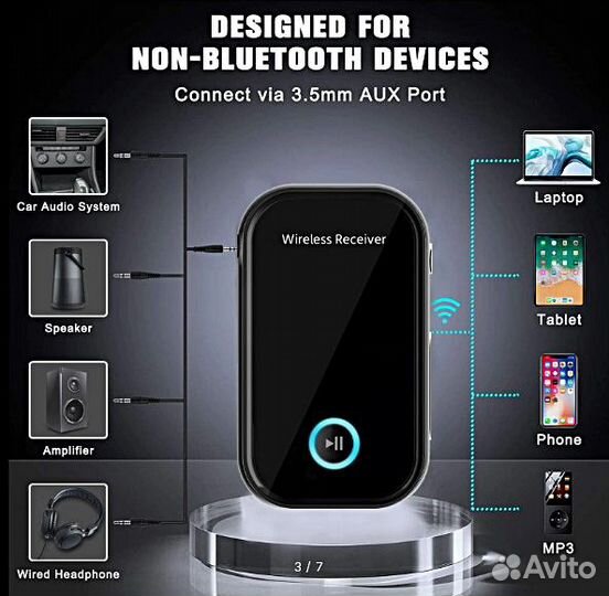 Bluetooth приемник AUX пк/ноутбук/наушники/авто
