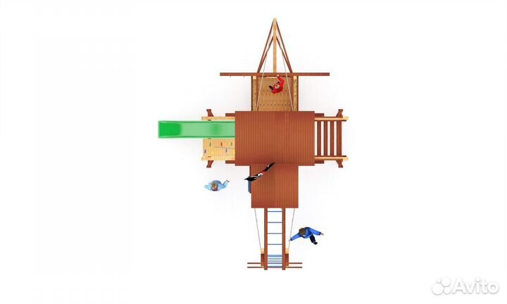 Детский спортивный комплекс с крышей для дачи