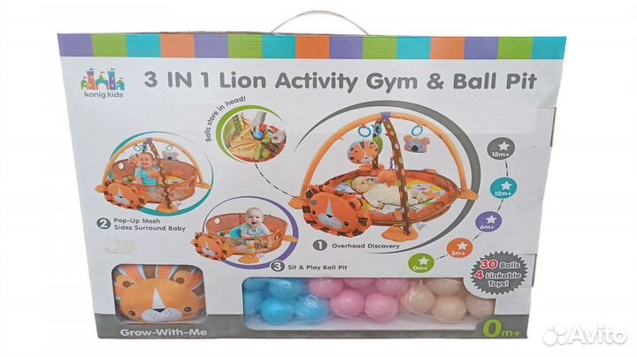 Детский коврик развивающий Лев 3в1